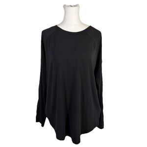 Athleta Women’s Black Long Sleeve Shirt Crewneck With Mesh Accents